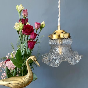 Lámpara tulipán vintage en cristal transparente XL