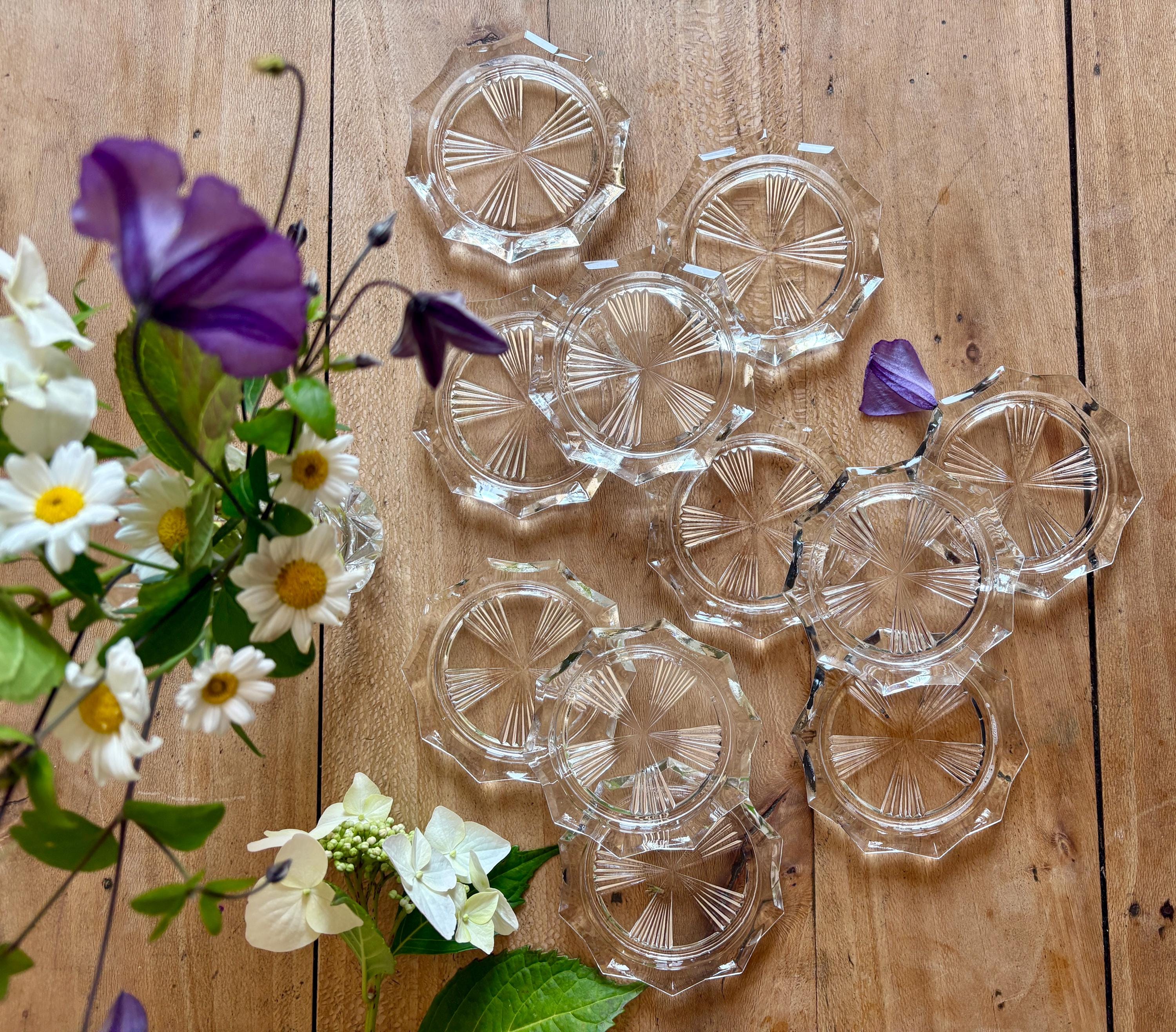 Lot De 4 Dessous De Verre Art Nouveau Vintage - Doré Laiton - Occasion
