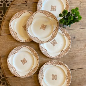 Set of 6 vintage flat plates in iron earth, Andalous model from Longwy