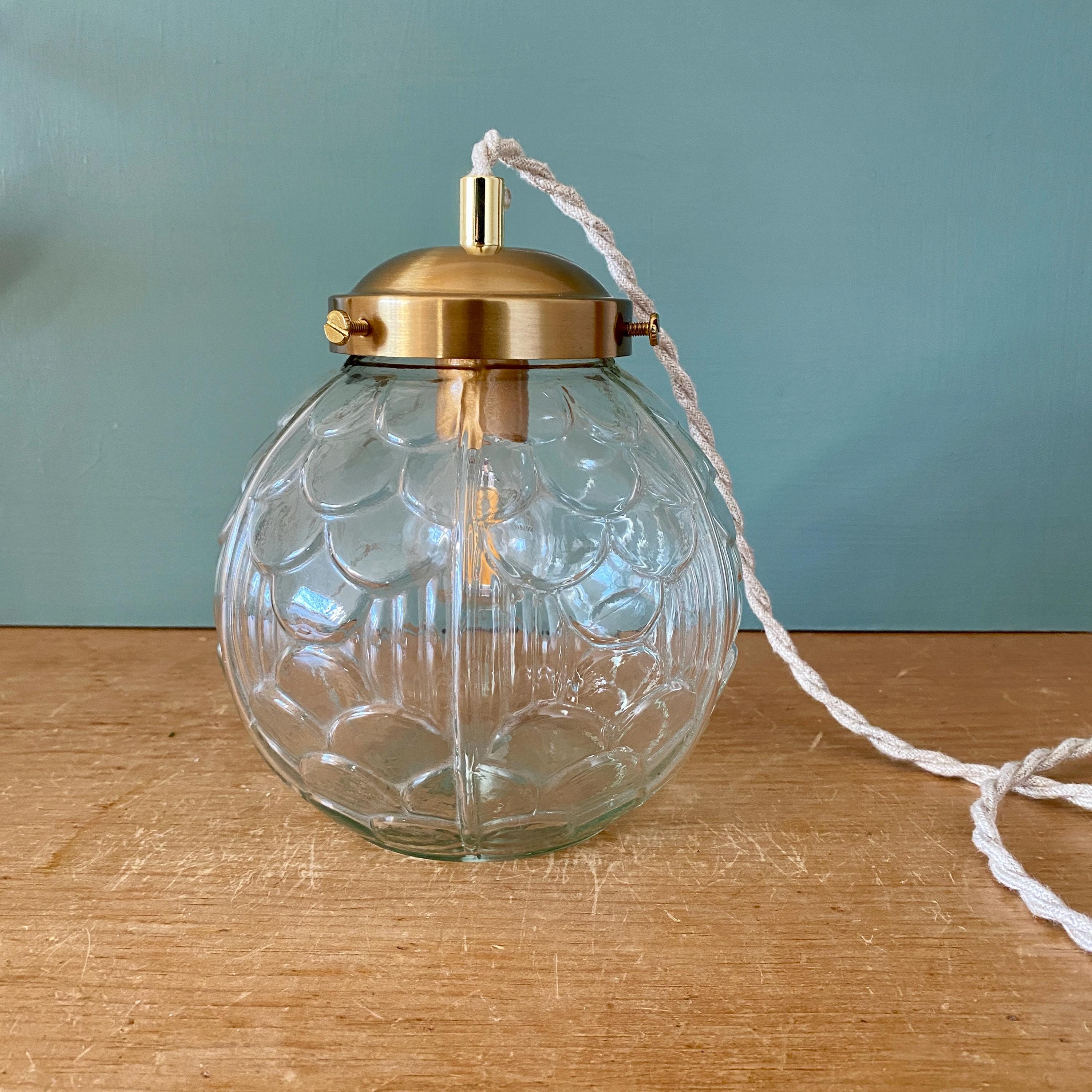 Lampe globe bulles en verre - Brocante et Déco Chic