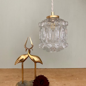 Lámpara colgante vintage de globo de cristal moldeado