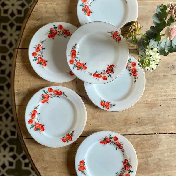 Lot de 6 assiettes plates vintage en pyrex JAJ made in england