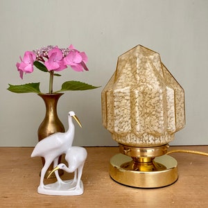 Lámpara de mesa estilo globo art déco vintage de cristal Clichy amarillo