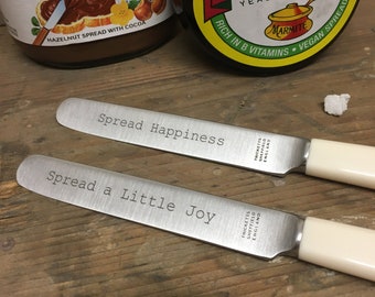 Handcrafted Cutlery Tea/Butter Spreader Cream "Spread a Little Joy or Spread Happiness" - Made in Sheffield. Dishwasher Safe