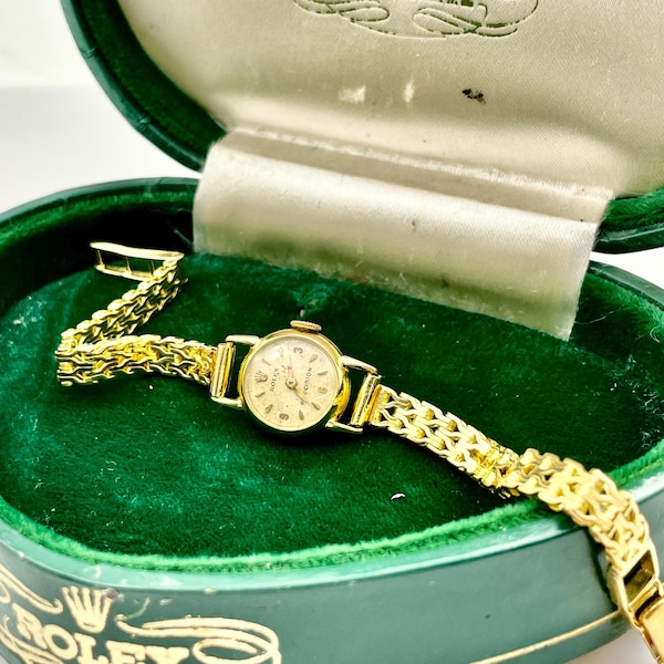 Vintage 18ct Gold Rolex Watch, Manual Wind, Solid 18ct Gold Bracelet, Good Working Order, Hallmarked Chester '59 & Birmingham '61. 19grms