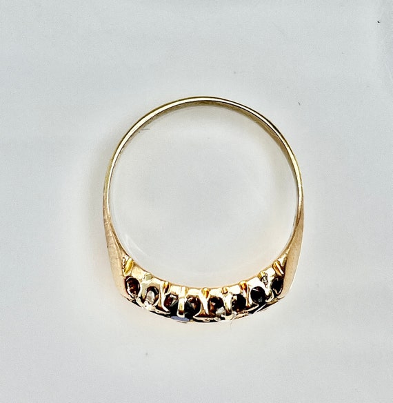 Antique 18ct Gold Sapphire & Diamond 2 Row, 0.25c… - image 3