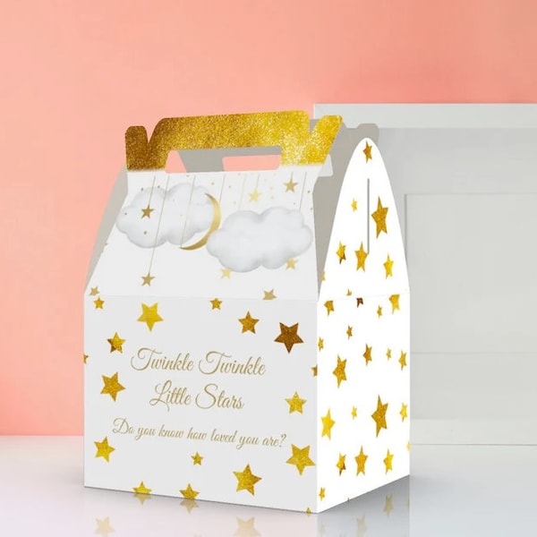Gold Twinkle Twinkle Little Star Theme | Favor Boxes | Birthday | Baby Shower | Wedding | Party Supplies |Decorations | Candy Boxes | Favors