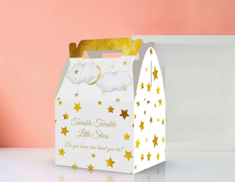 Gold Twinkle Twinkle Little Star Theme Favor Boxes Birthday Baby Shower Wedding Party Supplies Decorations Candy Boxes Favors image 1
