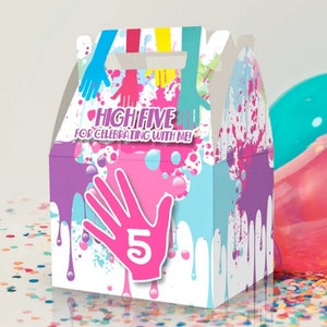 High Five 5th Birthday Theme | Party Favor Boxes | Birthday | Baby Shower | Gift | Party Supplies | Party Decorations | Candy Boxes | Favors