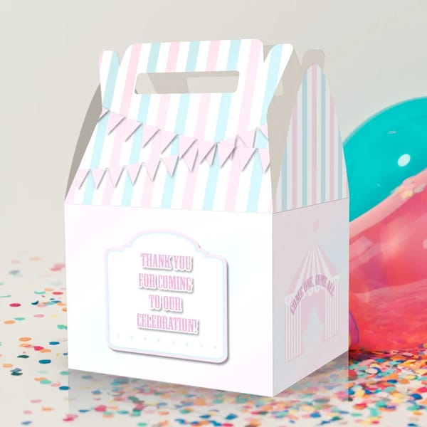 Carnival Circus Pastel Theme | Party Favor Boxes | Birthday | Baby Shower | Party Supplies | Party Decorations | Candy Boxes | Favors