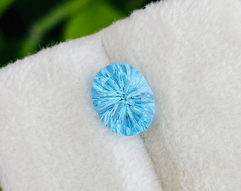 Top Quality Natural Swiss Blue Topaz Fantasy Special Custom cut Gemstone For Jewellery Making Size 8.60x6.80x4.80 MM, Weight 1.90 Cts.