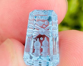Natural Swiss Blue Topaz Gemstone: Fantasy Cut, 14.60 Carats.