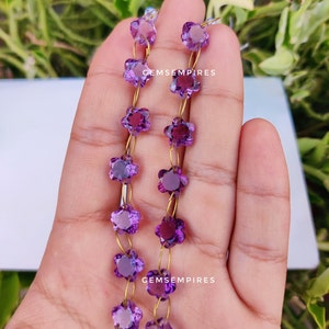 AAA+Natural Amethyst Flower Cut Beads, Hand Carved Flower Shape Beads Gemstone Double Drill Beads Size 10x10mm 6 Pieces