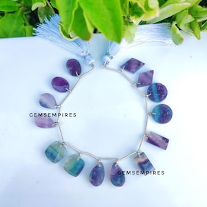Natural Multi Fluorite Druzy Beads: Mix Shape Gemstone Beads (16.5mm to 12mm)