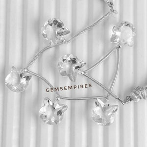 AAA+Natural Clear Crystal Quartz Carved Kitten Shape Faceted Beads Gemstone DIY Jewelry Making Gemstone Beads 6 Pieces.