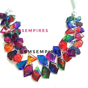 AAA+ Ammolite Quartz Faceted Step cut Fancy Shape Beads Geometrical Step cut Beads Ammolite Beads Size 12-20mm 40 Beads.