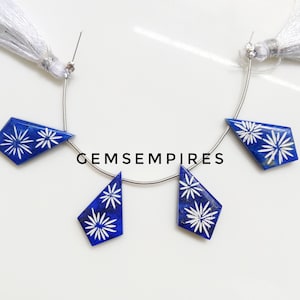 Lapis Lazuli Carved Gemstone Beads: Fancy Jewelry Making Supplies (22x15mm, 6 Beads)