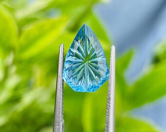 Top Quality Natural Swiss Blue Topaz Fantasy Special Custom cut Gemstone For Jewellery Making Size 11.40*7.80*3.40 MM, Weight 2.65 Cts.
