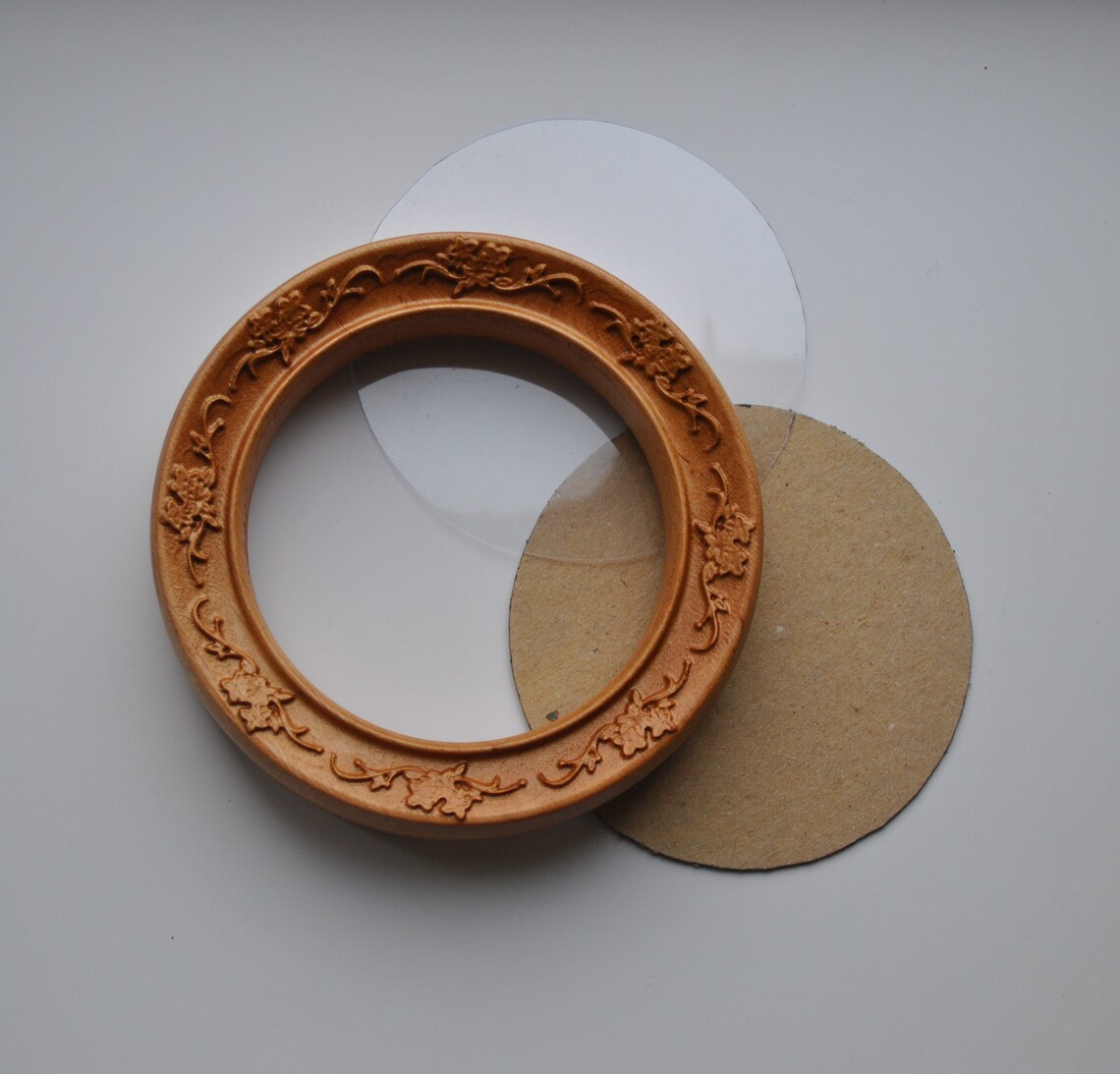 4 Inch ROUND WOODEN FRAME Floral Ornament Wood Carving Wall Etsy UK