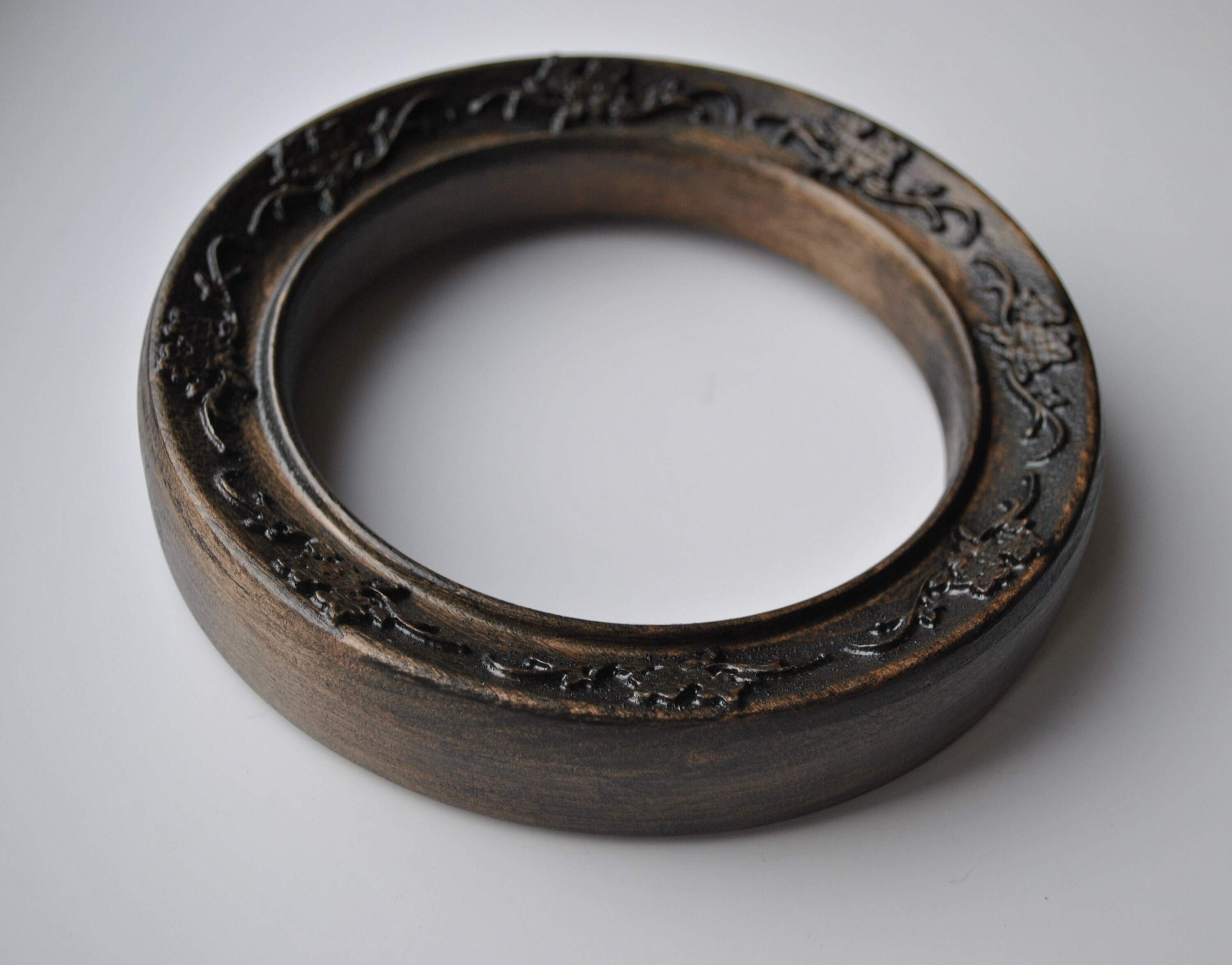 4 Inch ROUND WOODEN FRAME Floral Ornament Wood Carving Wall Etsy UK