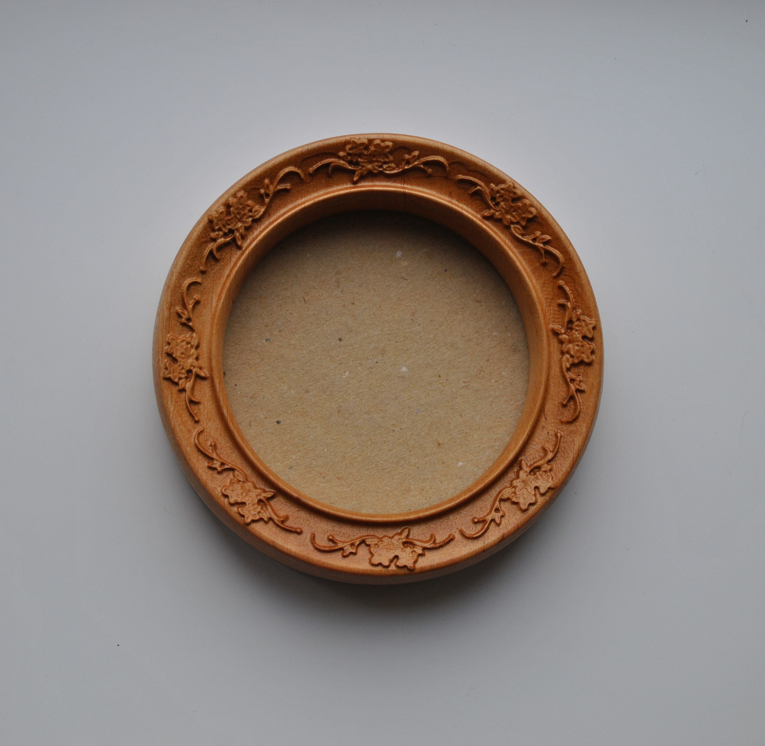 4 Inch ROUND WOODEN FRAME Floral Ornament Wood Carving Wall Etsy UK