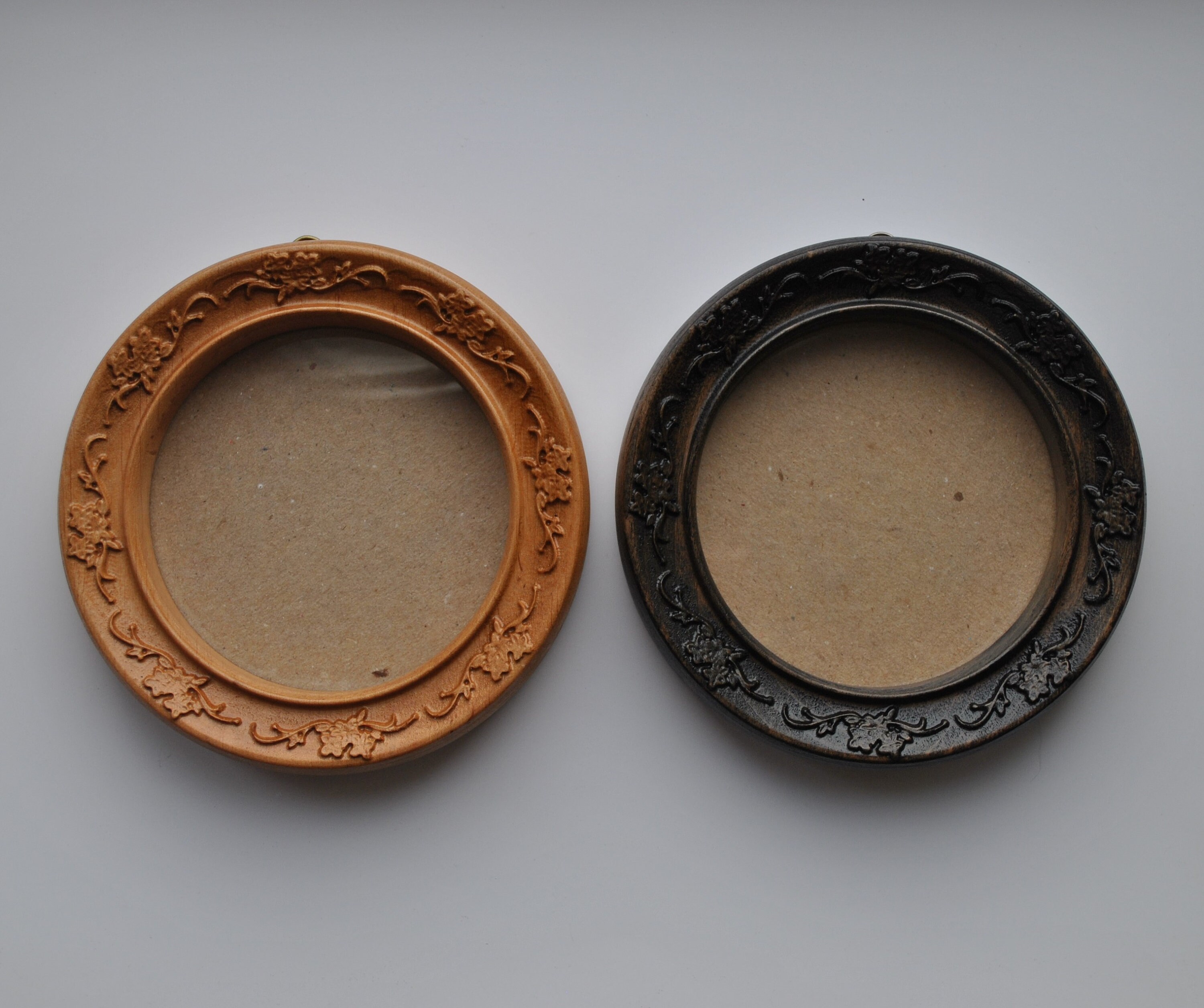 4 Inch ROUND WOODEN FRAME Floral Ornament Wood Carving Wall Etsy UK