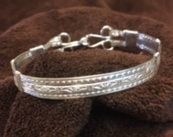 Sterling Silver Patterned Wire Bracelet