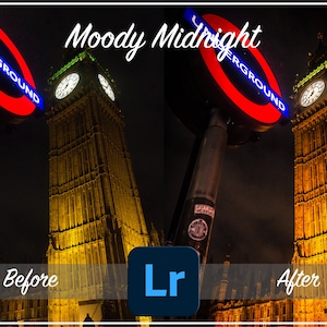 MOODY MIDNIGHT Adobe Lightroom Preset, Photography Editing, Plugins & Presets, Filters, Landscape, Twilight to Midnight, Sunset Sunrise