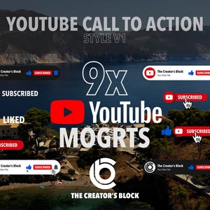 PREMIERE PRO YouTube Call To Action Buttons MOGRT, Motion Graphics, Video Editing Tools, Adobe, YouTube Templates, Like, Subscribe, Bell