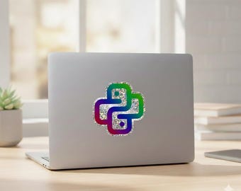 Python Logo Vinyl Sticker | Glitter Background