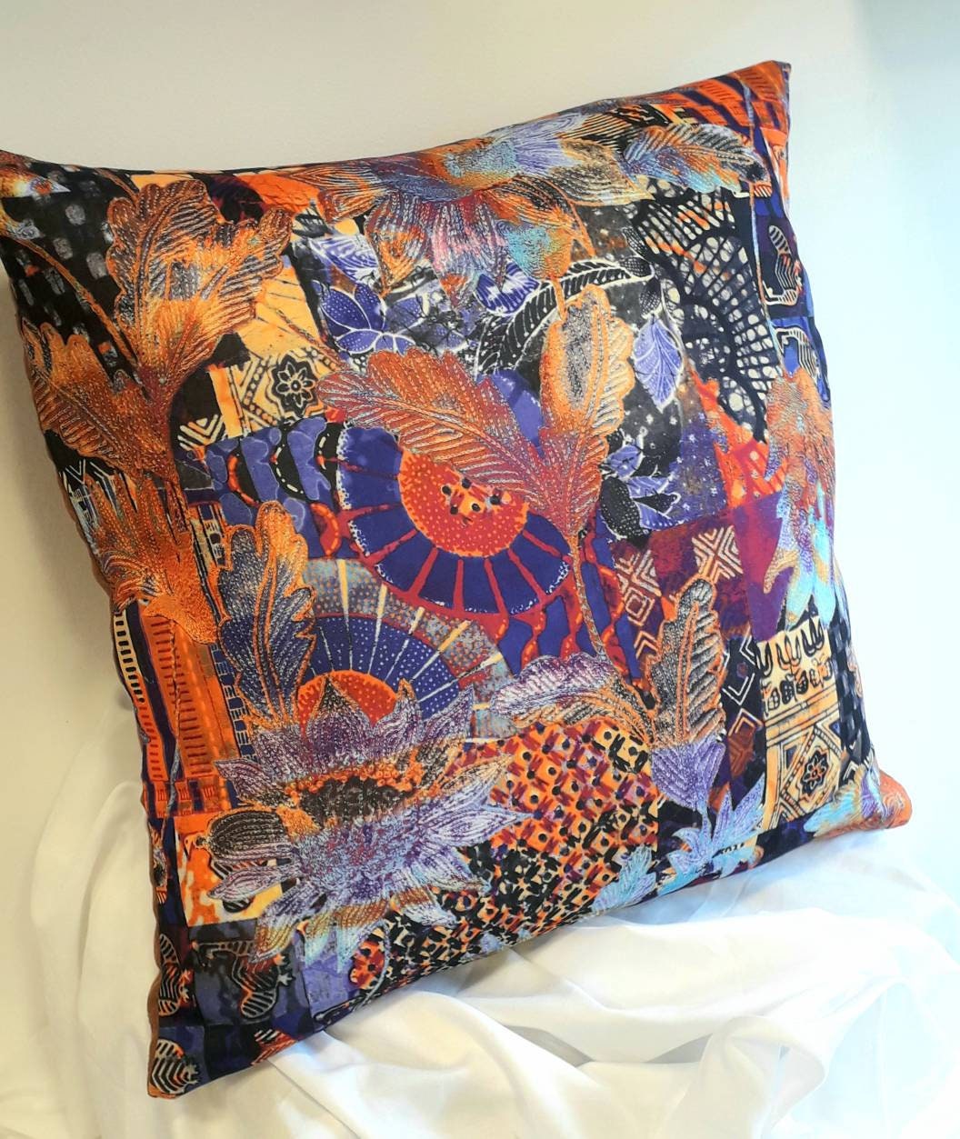 Vibrant Statement Print Cushion Cover With Linen Back Etsy