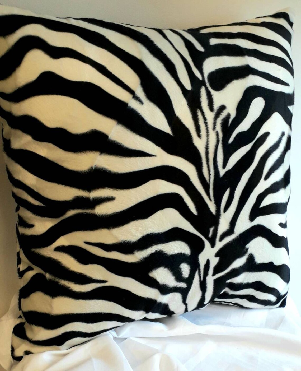 Vibrant Zebra Cushion Cover With Hidden Zip Closure as See on Picture