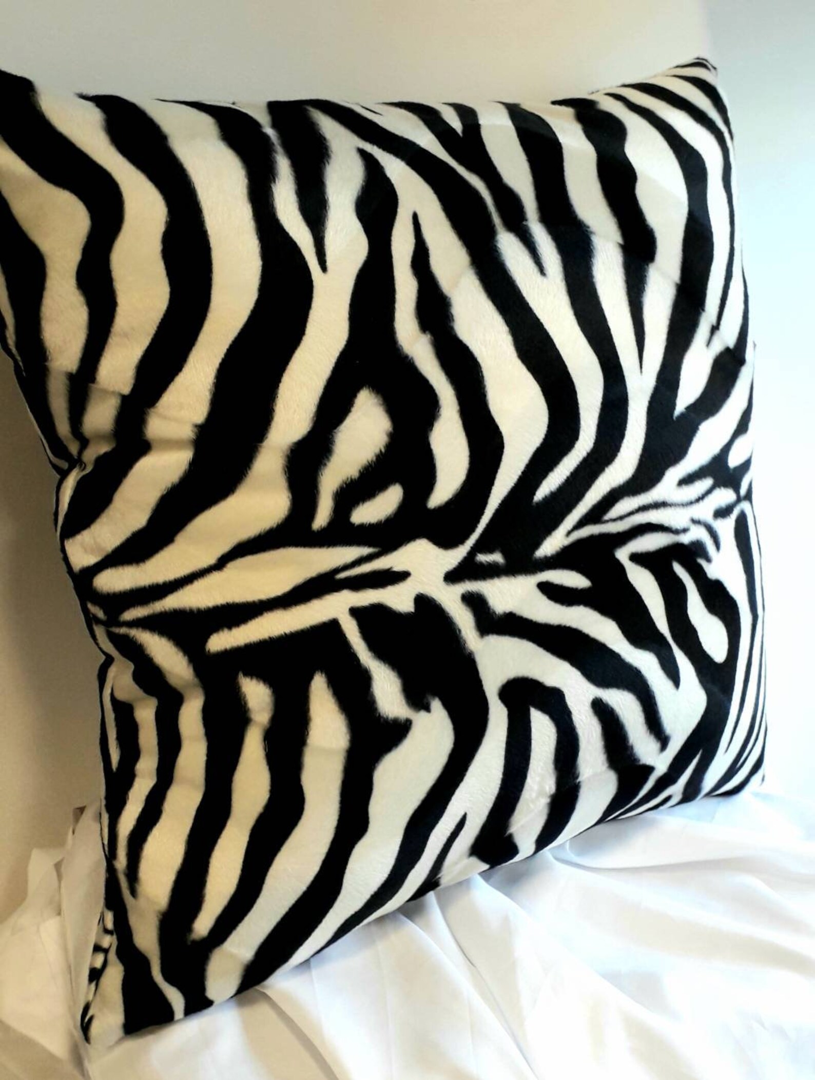 Vibrant Zebra Cushion Cover With Hidden Zip Closure as See on Etsy