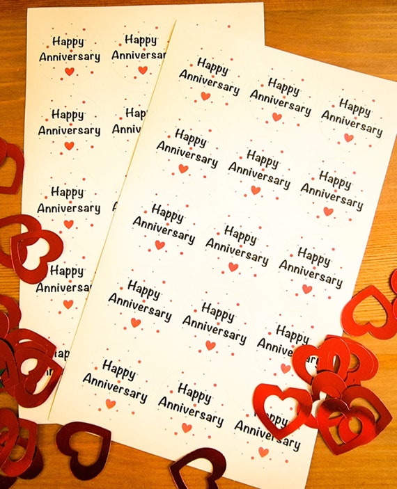 30 Happy Anniversary Envelope Seals / Stickers 