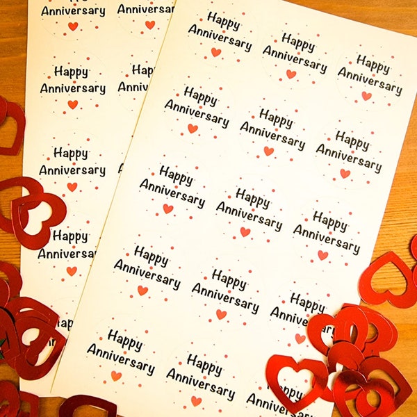 30 Happy Anniversary Envelope Seals / Stickers