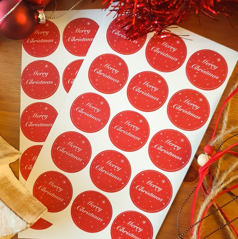 Merry Christmas Envelope Seals / Stickers X 30 Etsy