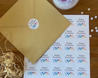 Happy Birthday Sticker / Envelope Seals  x 30