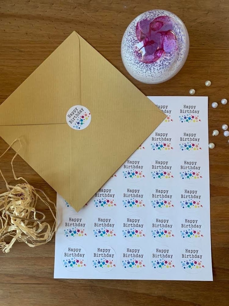 Happy Birthday Sticker / Envelope Seals X 30 Etsy
