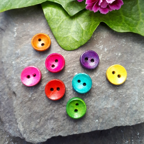 10mm tiny wooden buttons. Either INDIVIDUAL or MIXED colour pack