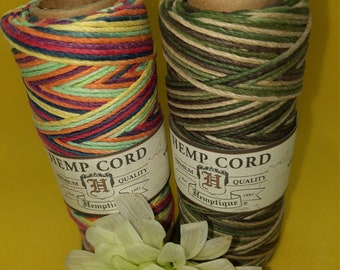 Variegated selection of Hemp Cord. Camouflage OR Rainbow