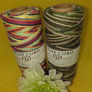 Variegated selection of Hemp Cord. Camouflage OR Rainbow