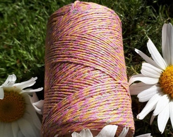 Sparkle Cotton Bakers Twine: Yellow, Pink, and Silver Craft Cord