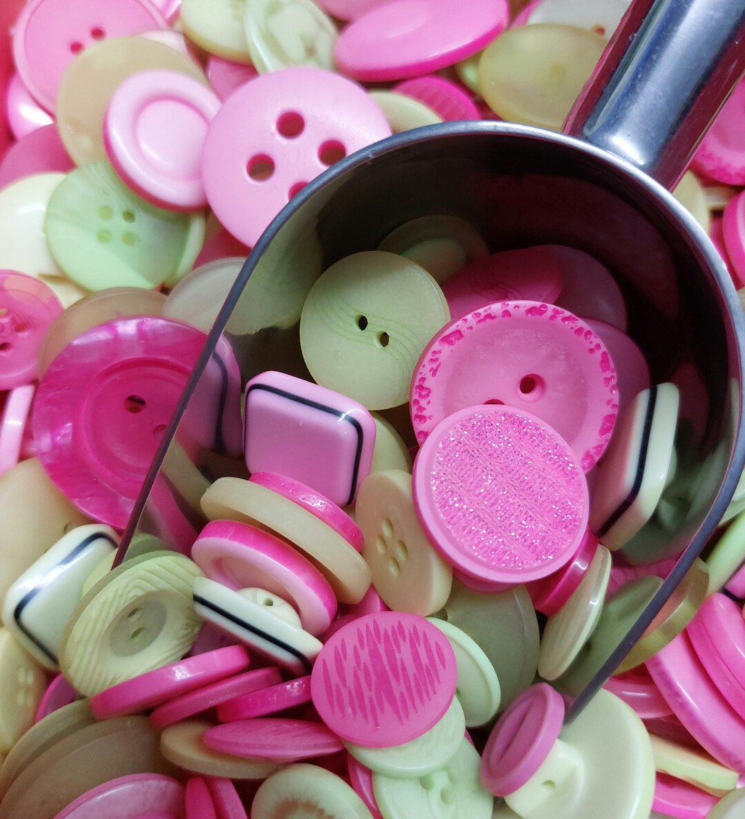 Pink & Lime Button Mix, 50g Craft Buttons. Strawberry Daiquiri Mix - Etsy
