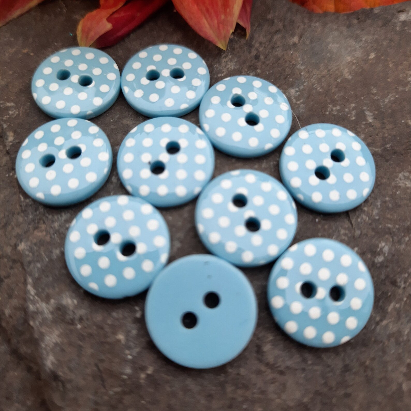 13mm spotty dotty prettyfull little buttons. 10 buttons per Etsy