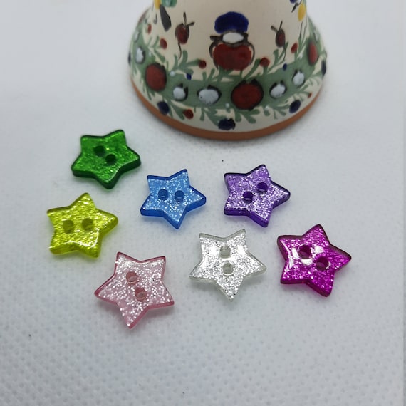 20 Boutons étoile Paillette Bleu Clair 14mm - Mercerie Créative