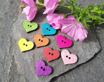 20mm Wooden Heart Buttons. 8 Park.