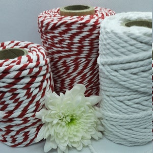 Thick Bakers Twine 300 Yards Ball - 100% Cotton Twine Deep Red and White -  Deep Red Twine - Twine - Christmas Twine - 10ply Bakers Twine