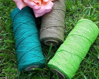 Greens selection of Hemp Cord. 5 or 10 metre lengths