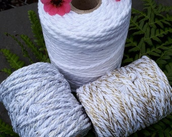 Pure White and Sparkly Selection of Chunky Bakers Twine. 4mm and 5mm  2, 3, 5 or 10 metre lengths