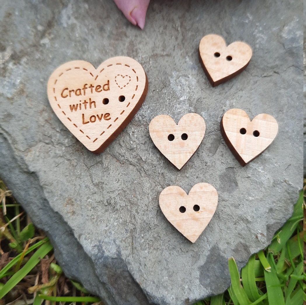 Wooden Heart shaped Buttons Diy Materials Mixed Wooden - Temu